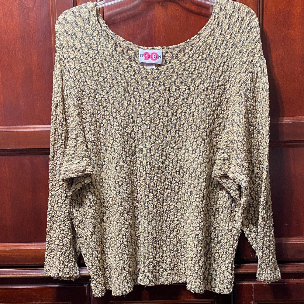 90 Design vintage plus size 3X Textured black and gold Knit top